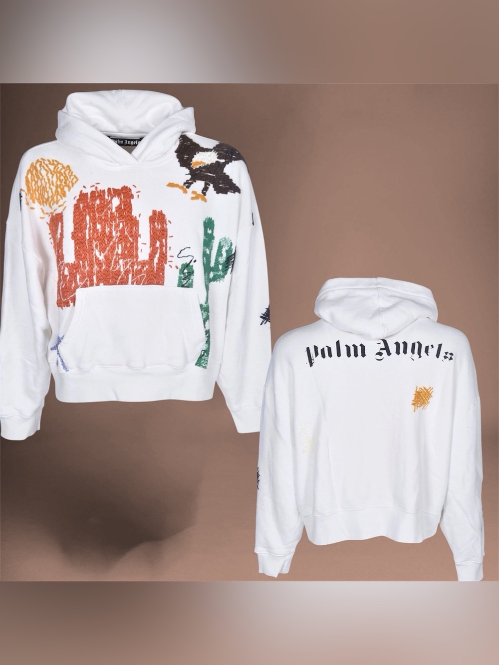 PALM ANGELS
New Folk hoodie in white